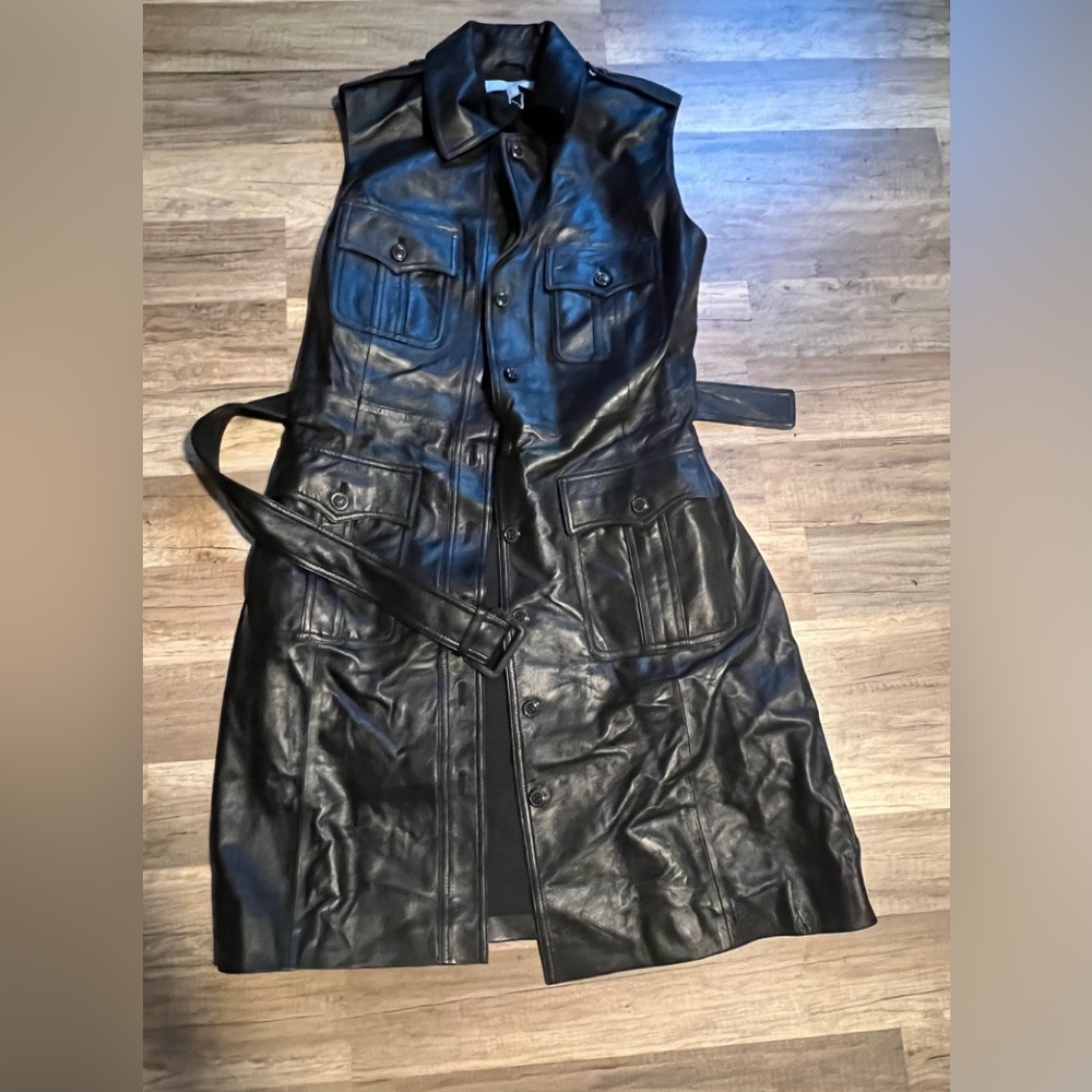 Women’s ANTONIO MELANI Black Leather Sleeveless Dress